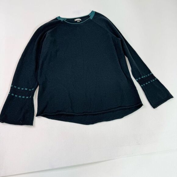 Smartwool Sweater Womens Large Bell Sleeve Teal Green Merino Wool Everglade - Picture 1 of 9